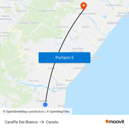 Caraffa Del Bianco to Canolo map