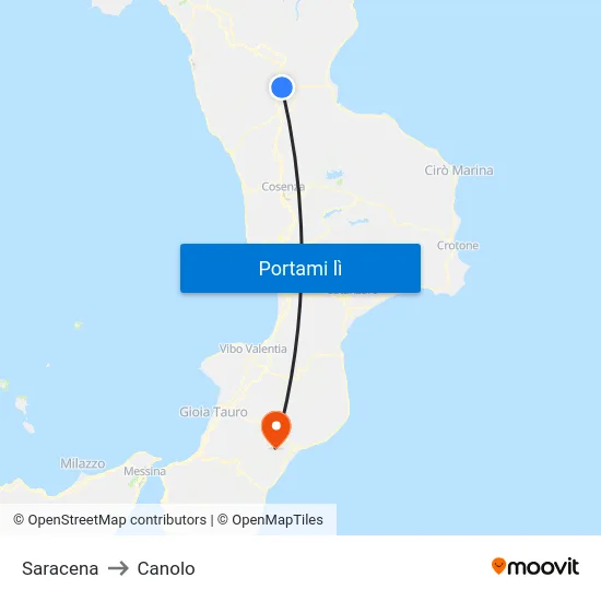 Saracena to Canolo map
