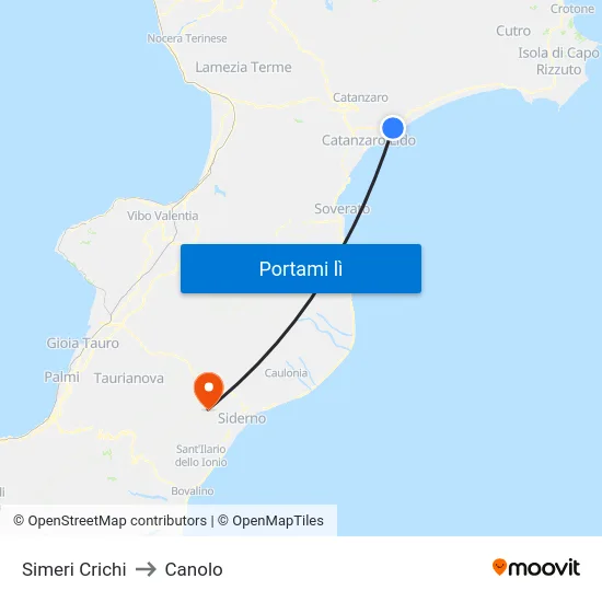 Simeri Crichi to Canolo map