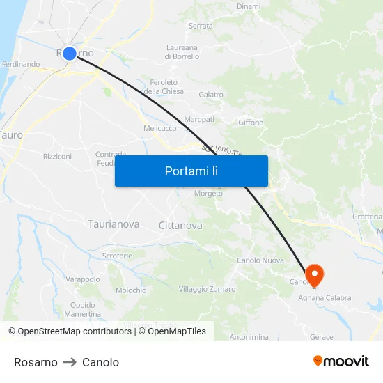 Rosarno to Canolo map