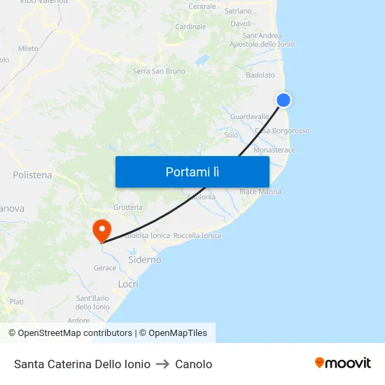 Santa Caterina Dello Ionio to Canolo map