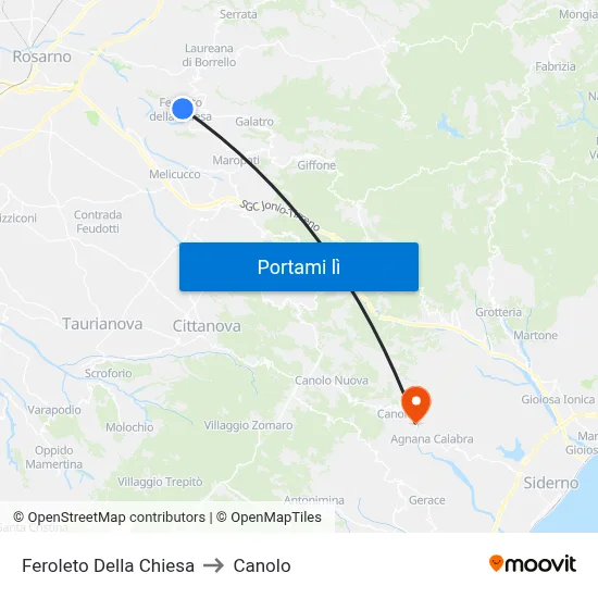 Feroleto Della Chiesa to Canolo map