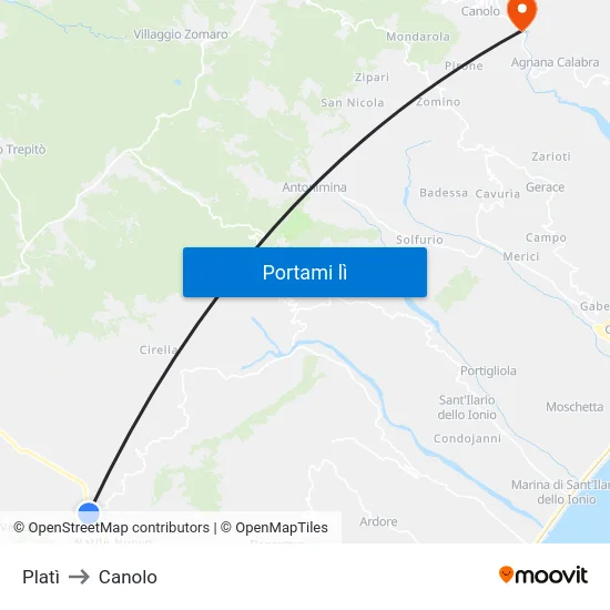 Platì to Canolo map