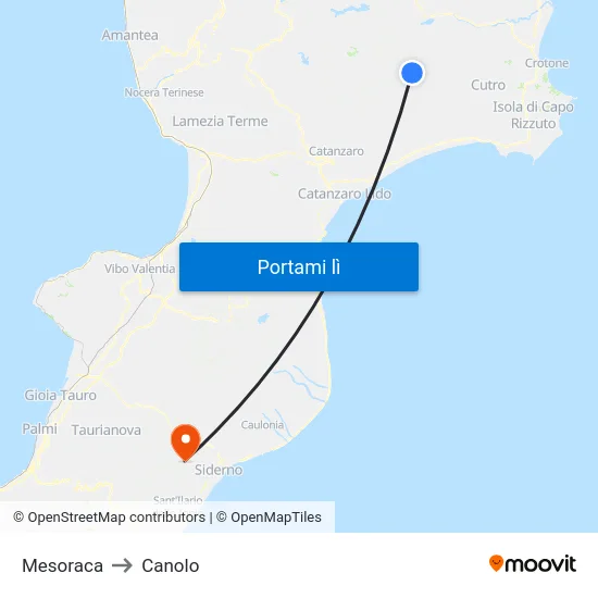 Mesoraca to Canolo map