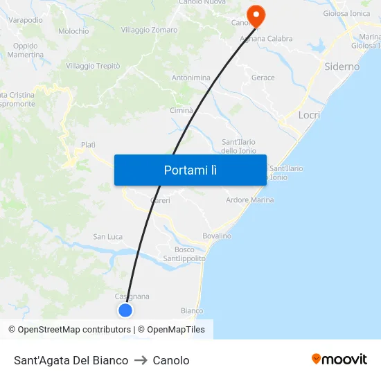 Sant'Agata Del Bianco to Canolo map