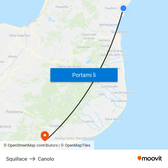 Squillace to Canolo map