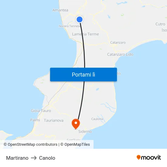 Martirano to Canolo map