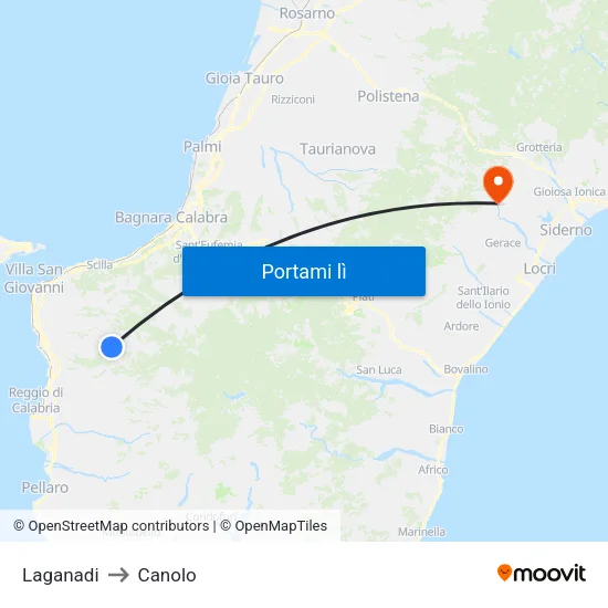 Laganadi to Canolo map