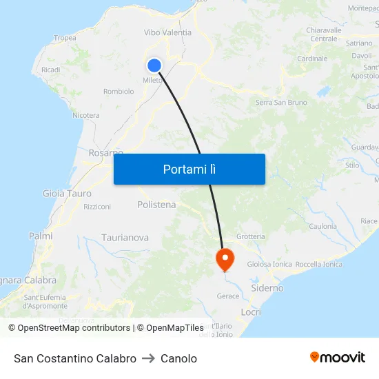 San Costantino Calabro to Canolo map