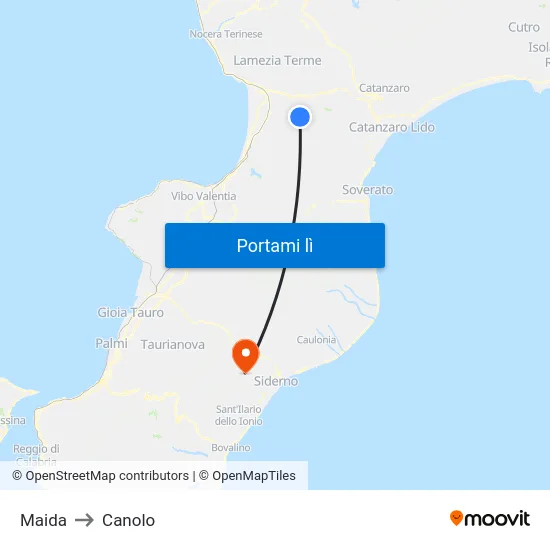 Maida to Canolo map