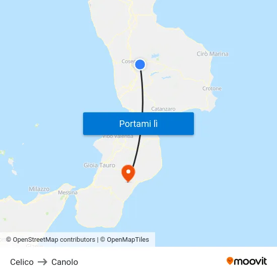 Celico to Canolo map