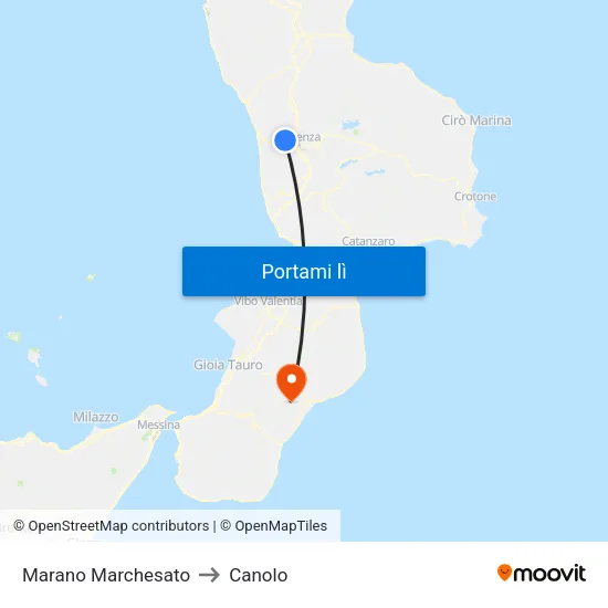 Marano Marchesato to Canolo map