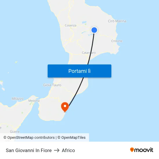 San Giovanni In Fiore to Africo map