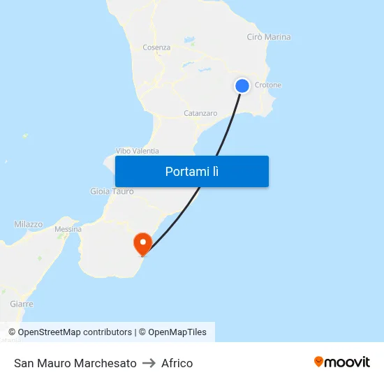 San Mauro Marchesato to Africo map