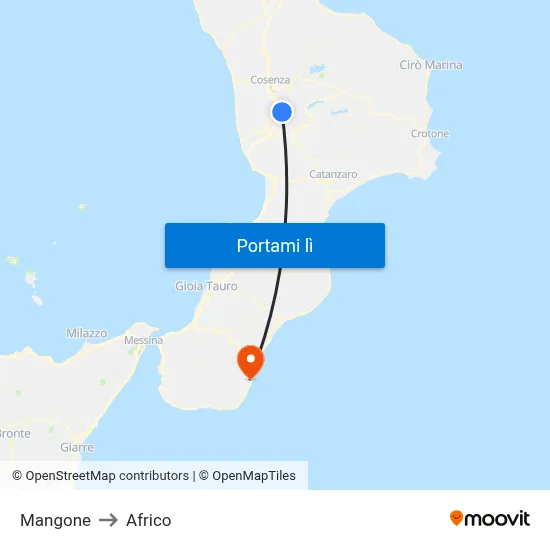 Mangone to Africo map