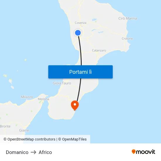Domanico to Africo map