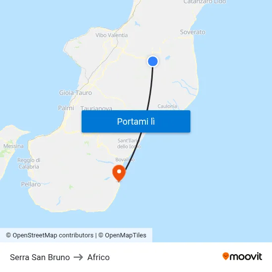 Serra San Bruno to Africo map