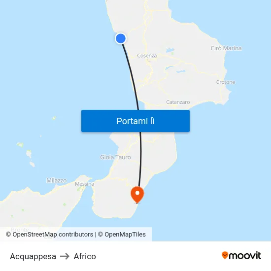 Acquappesa to Africo map