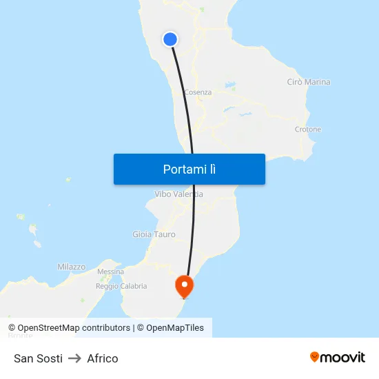 San Sosti to Africo map