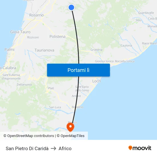 San Pietro Di Caridà to Africo map