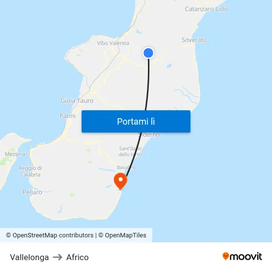 Vallelonga to Africo map