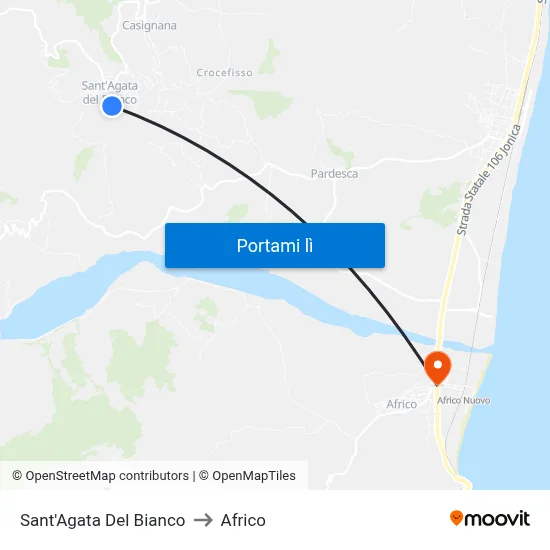Sant'Agata Del Bianco to Africo map