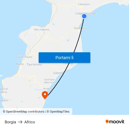 Borgia to Africo map