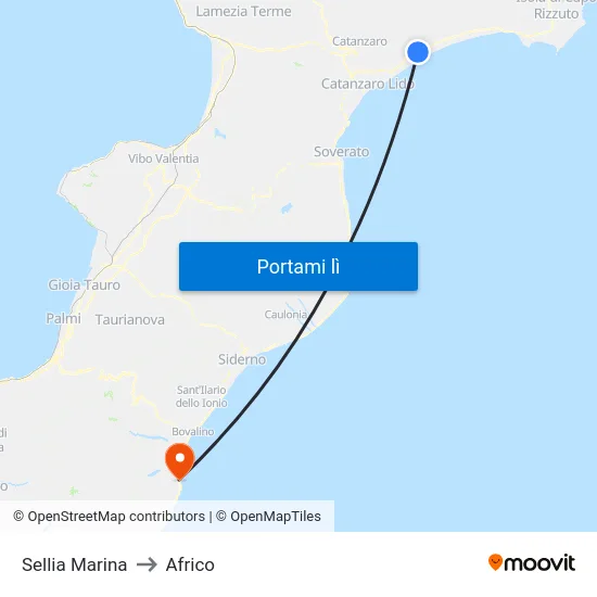 Sellia Marina to Africo map