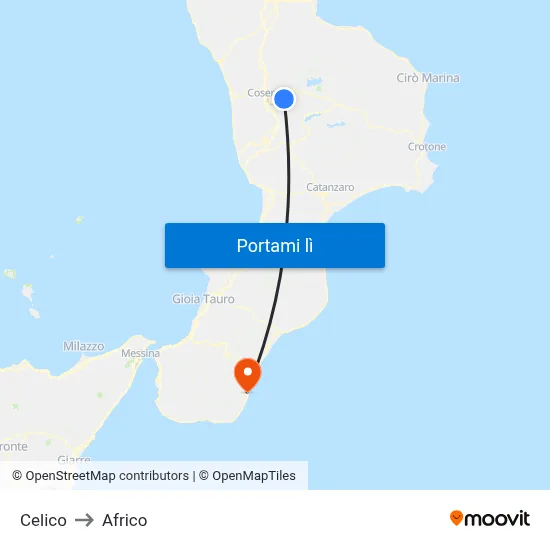 Celico to Africo map