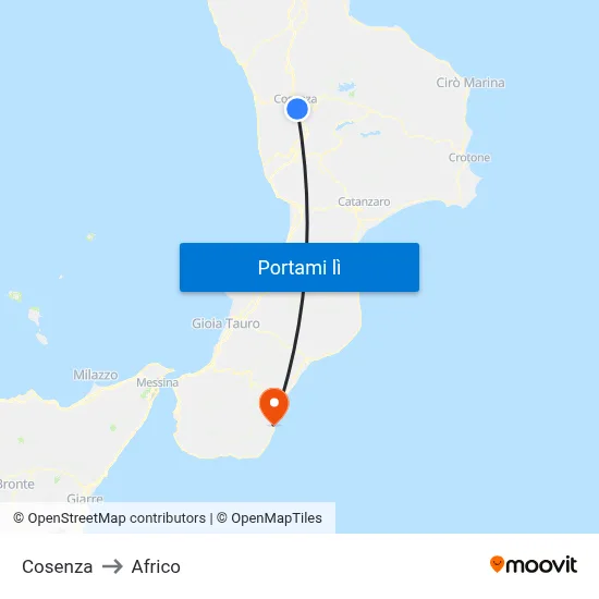 Cosenza to Africo map