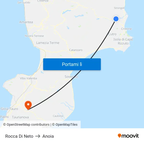 Rocca Di Neto to Anoia map