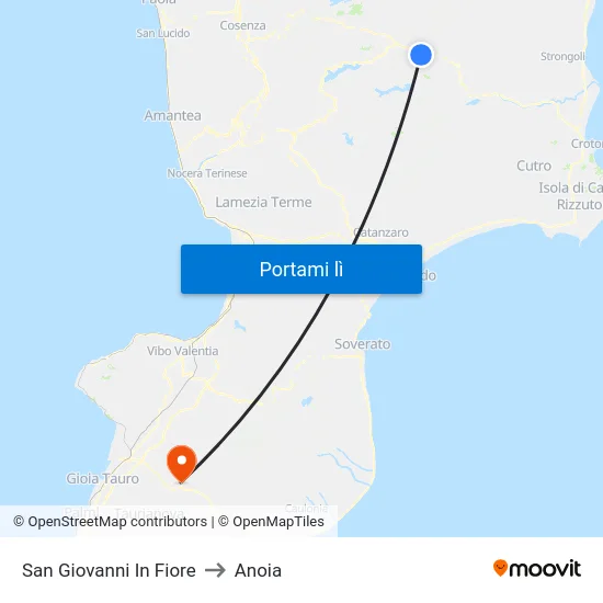 San Giovanni In Fiore to Anoia map