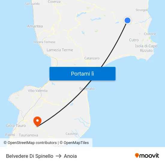 Belvedere Di Spinello to Anoia map