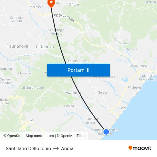 Sant'Ilario Dello Ionio to Anoia map