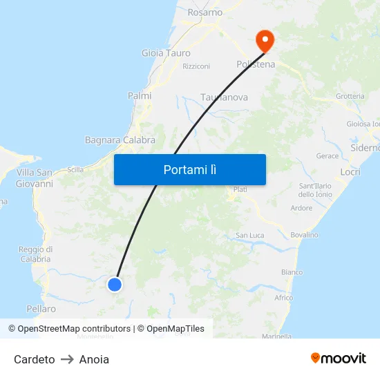 Cardeto to Anoia map