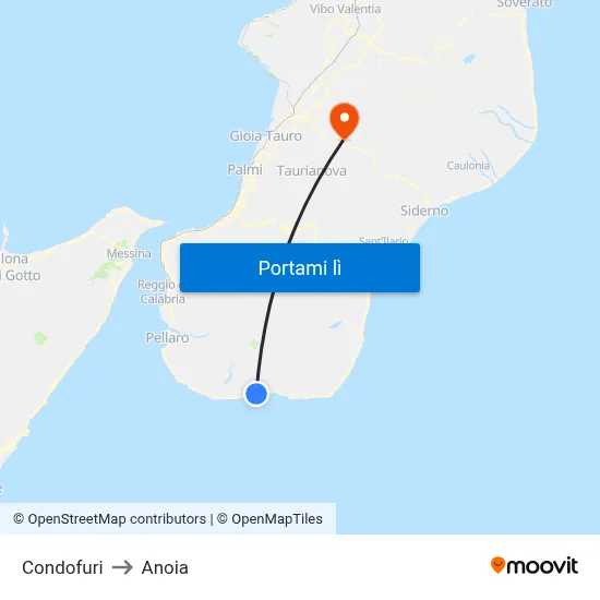 Condofuri to Anoia map