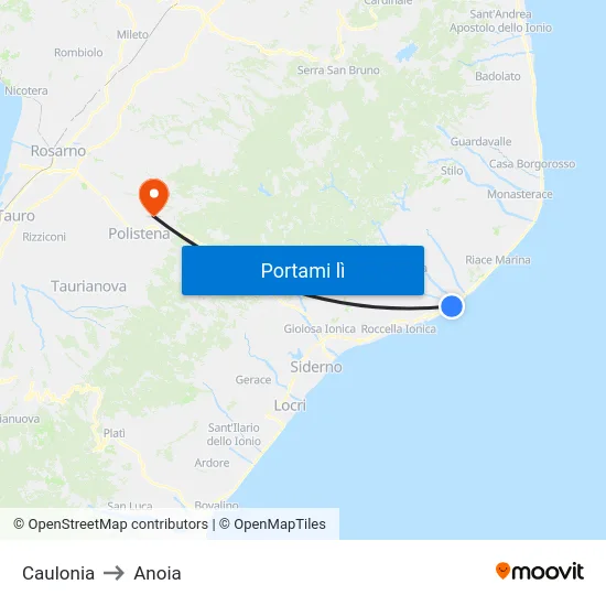 Caulonia to Anoia map