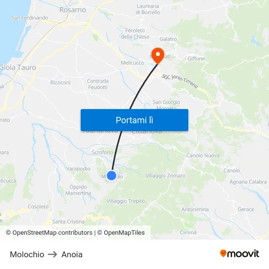 Molochio to Anoia map