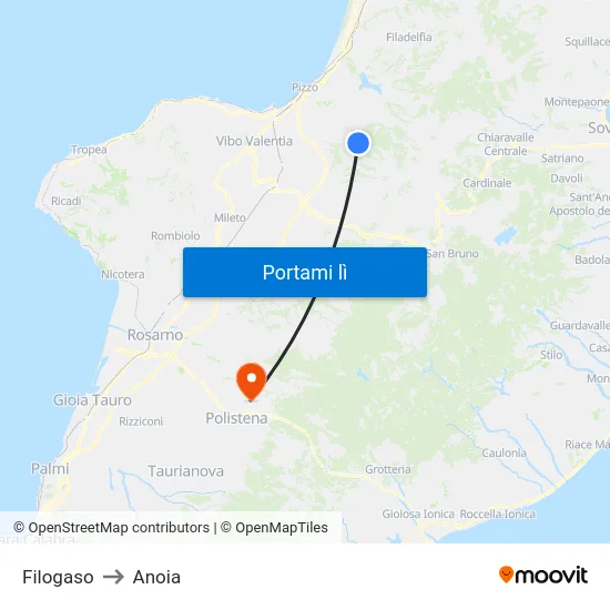Filogaso to Anoia map