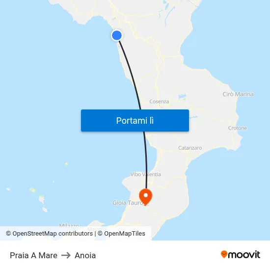 Praia A Mare to Anoia map