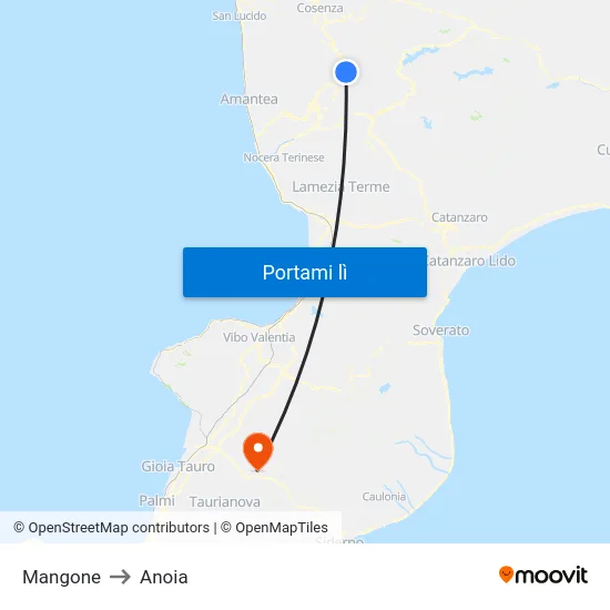 Mangone to Anoia map