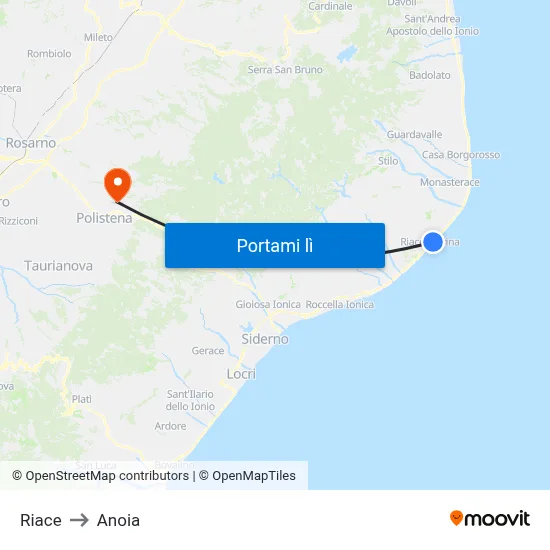 Riace to Anoia map