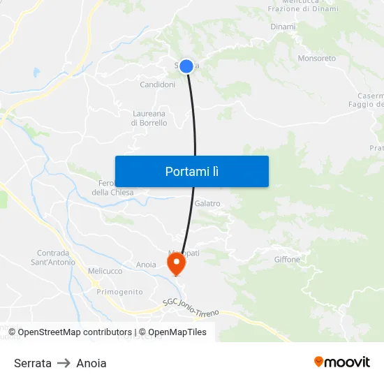Serrata to Anoia map