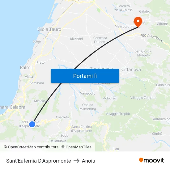 Sant'Eufemia D'Aspromonte to Anoia map