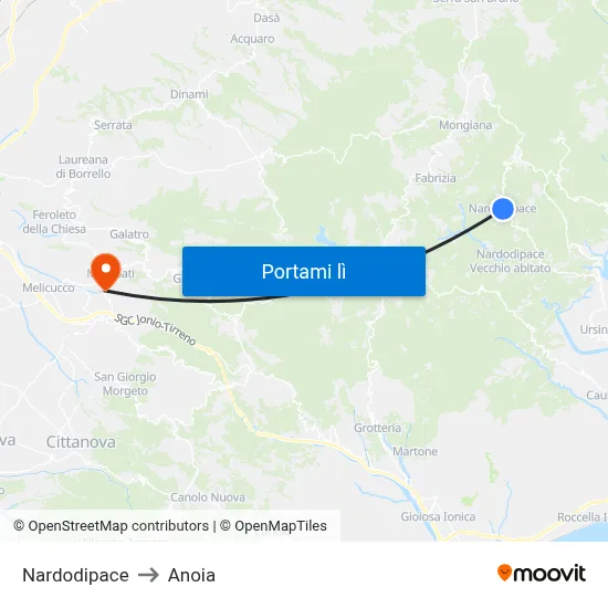Nardodipace to Anoia map