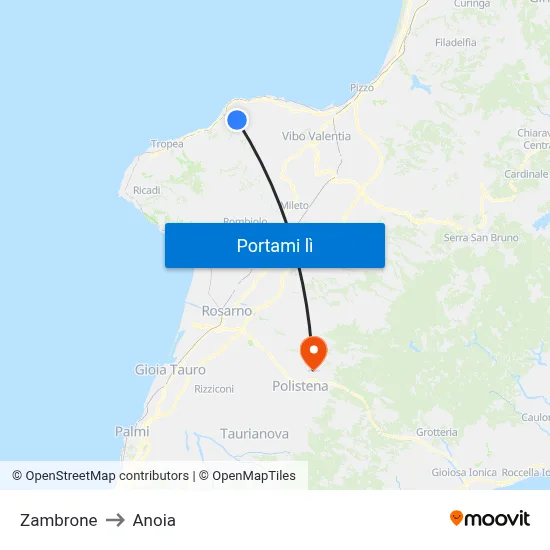 Zambrone to Anoia map