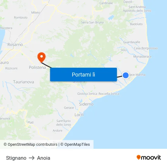 Stignano to Anoia map