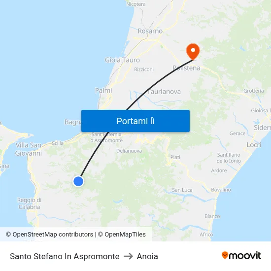 Santo Stefano In Aspromonte to Anoia map