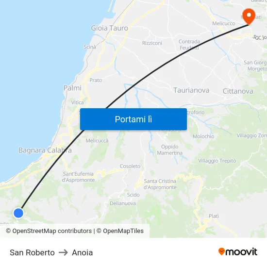 San Roberto to Anoia map