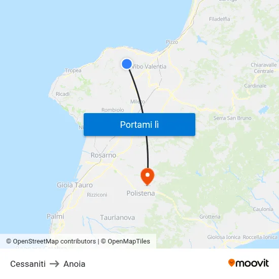 Cessaniti to Anoia map